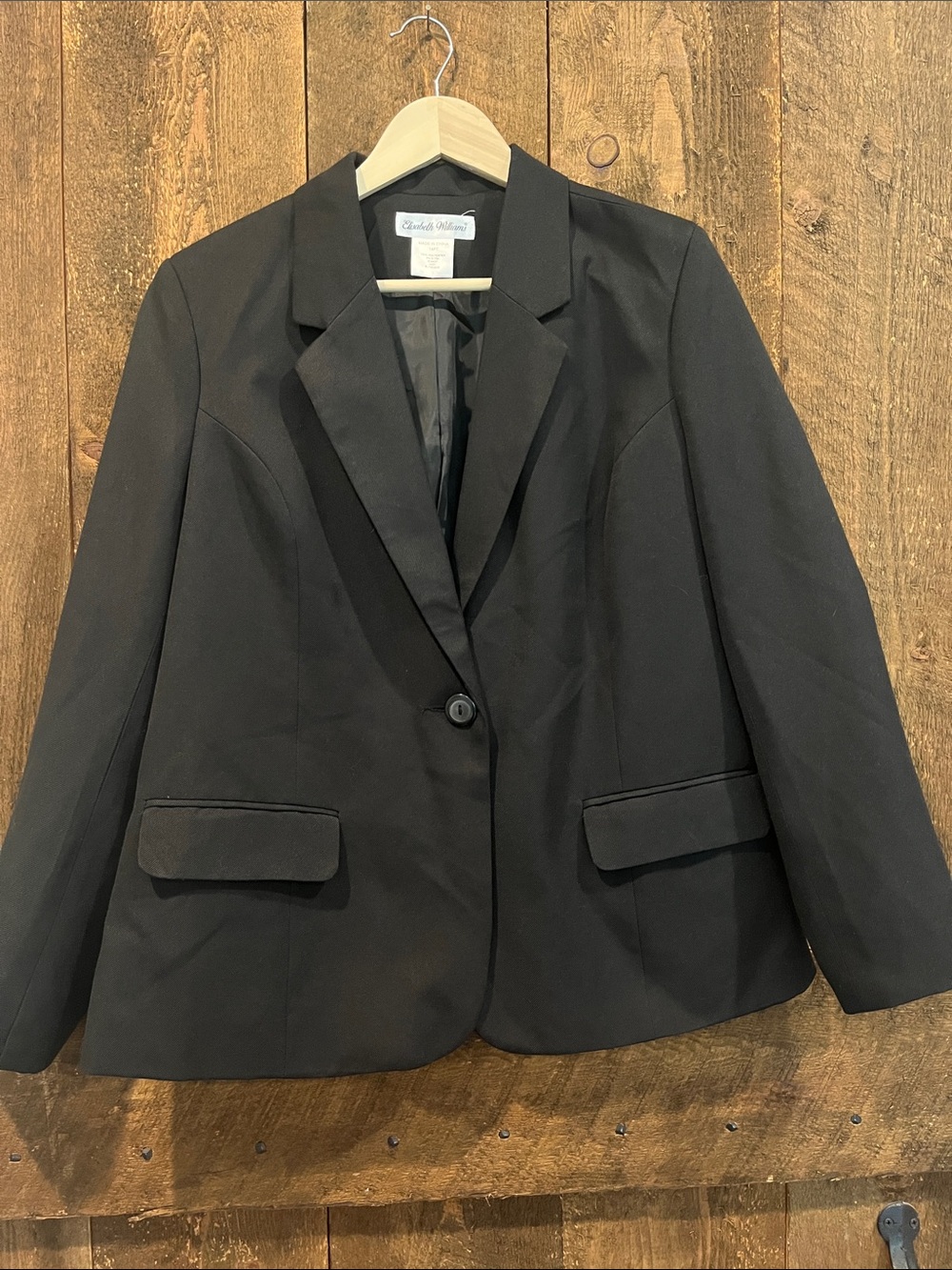 Elizabeth Williams Women's Black Single-Button Blazer